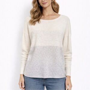 Vince Ombre Colorblock Cashmere Sweater Cream Grey Size Small